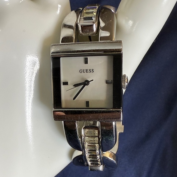 Guess Women's Silver and Black Watch - Picture 1 of 4